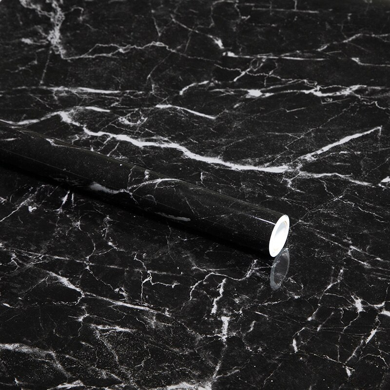 Classic Marble Pattern Wall Stickers Kitchen Stickers Waterproof Oilproof Protect Desktop One Piece Self Adhesive Wallpaper: Black / 60cm X 1m