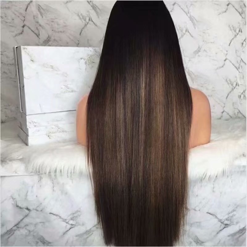 EEWIGS-pelucas africanas y americanas pelo de fibra de alta temperatura, degradado, marrón, sintético, peluca con malla frontal, largas y rectas, para mujeres negras