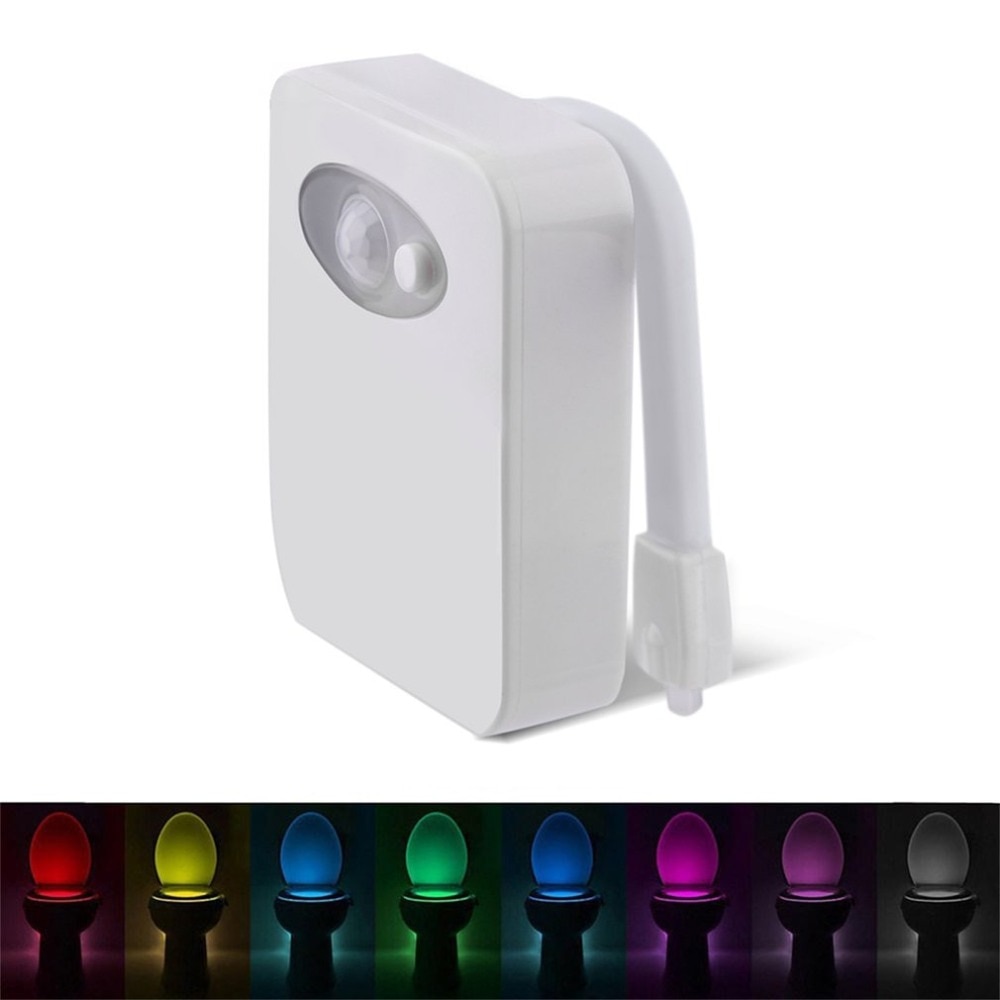 Smart toilet 8 farver natlampe sensor auto lys led wc krop bevægelsesaktiveret sæde pir lampe piedestal toilet lys lille
