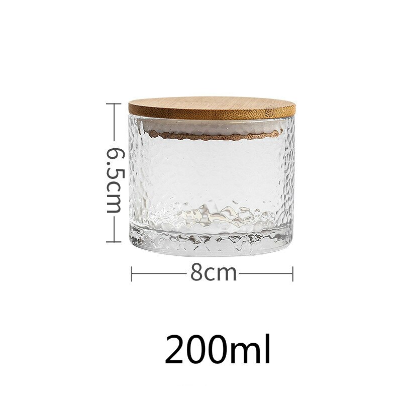 Diverse Ceramic Kitchen Storage Bottle Jar with Sealed Wood Lid Kitchen Food Coarse Cereals Candy Coffee Bean Tea Container box: 200ml-glass-1