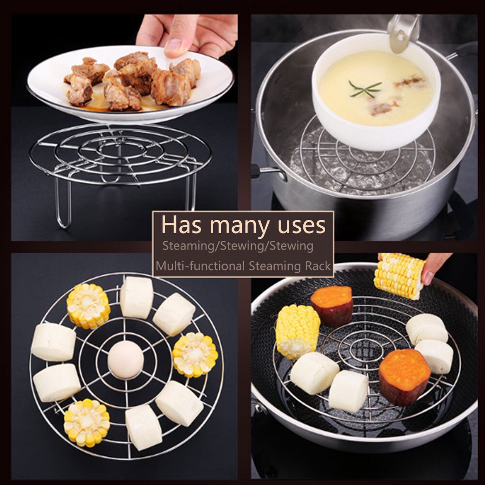 Tall Wire Pressure Cooker Stainless Steel Food Vegetable Durable Trivet Steamer Rack Stand Tray Heating Supplies Round Pot Pan