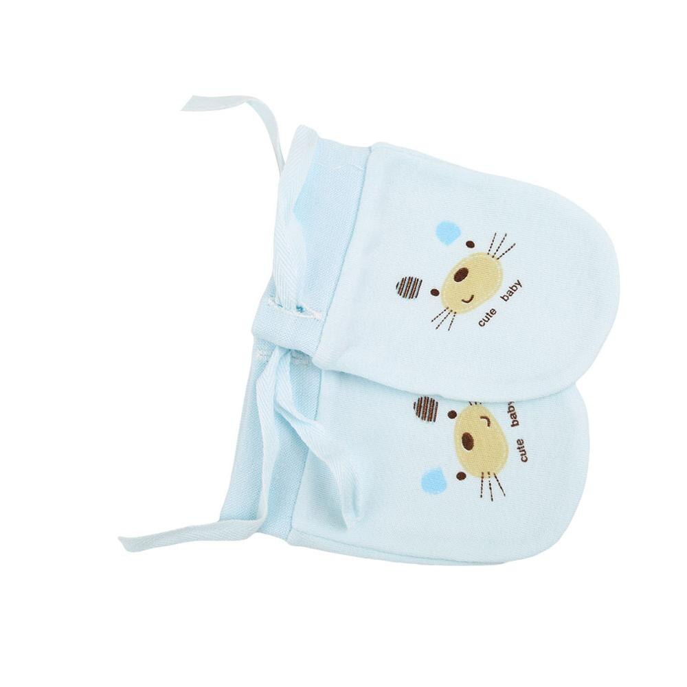 Spring 0-3months 100% cotton baby proof gloves Neonatal gloves comfortable breathe freely baby gloves newborn baby mitten: blue