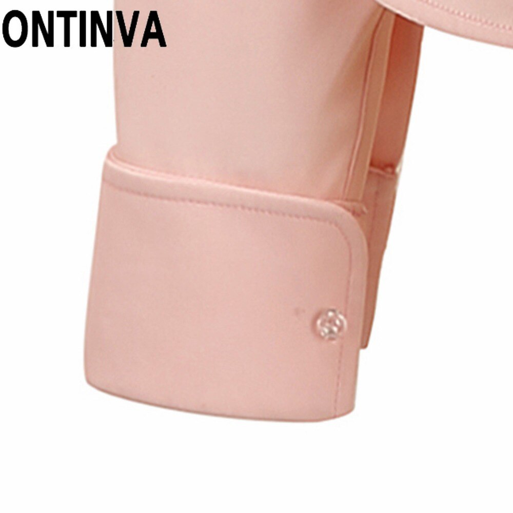 Liquidación señoras Color rosa Blusas con volantes camisa Irregular Ropa de Trabajo abotonada manga larga Mujer Blusas