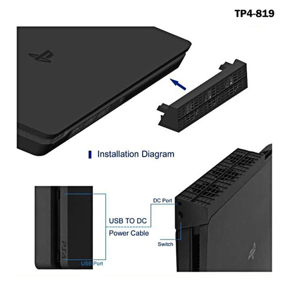 TP4-819 PS4 Smart Slim Koelventilator Console Cooler Smart Thermostaat 3 Fans Systeem Station Voor Play Station 4 PS4 Slanke console