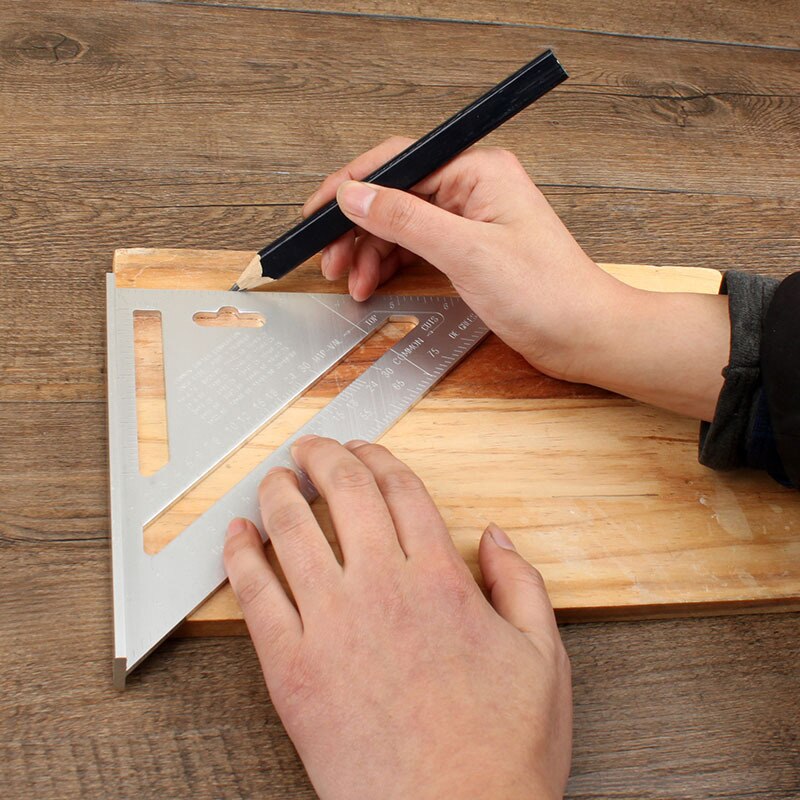 Silver Aluminum Alloy Speed Square Roofing Triangle Angle Protractor Try Square Carpenter's Measuring Layout Tool