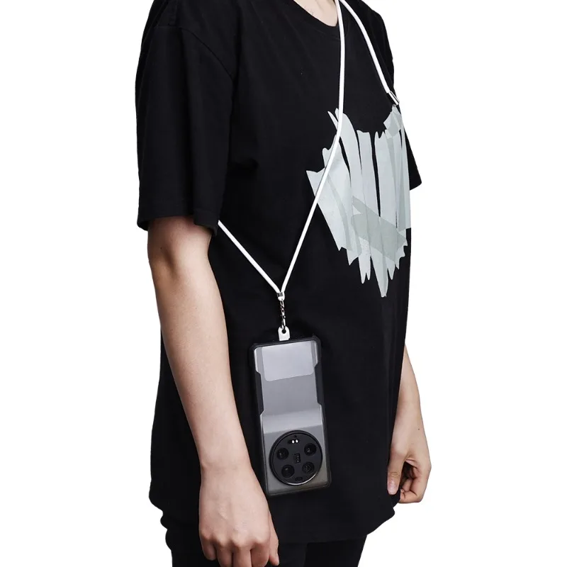 Smycz do telefonu komórkowego Regulowany pasek na szyję do noszenia wokół dłoni z przezroczystą zakładką do większości etui na telefony z pełnym pokryciem