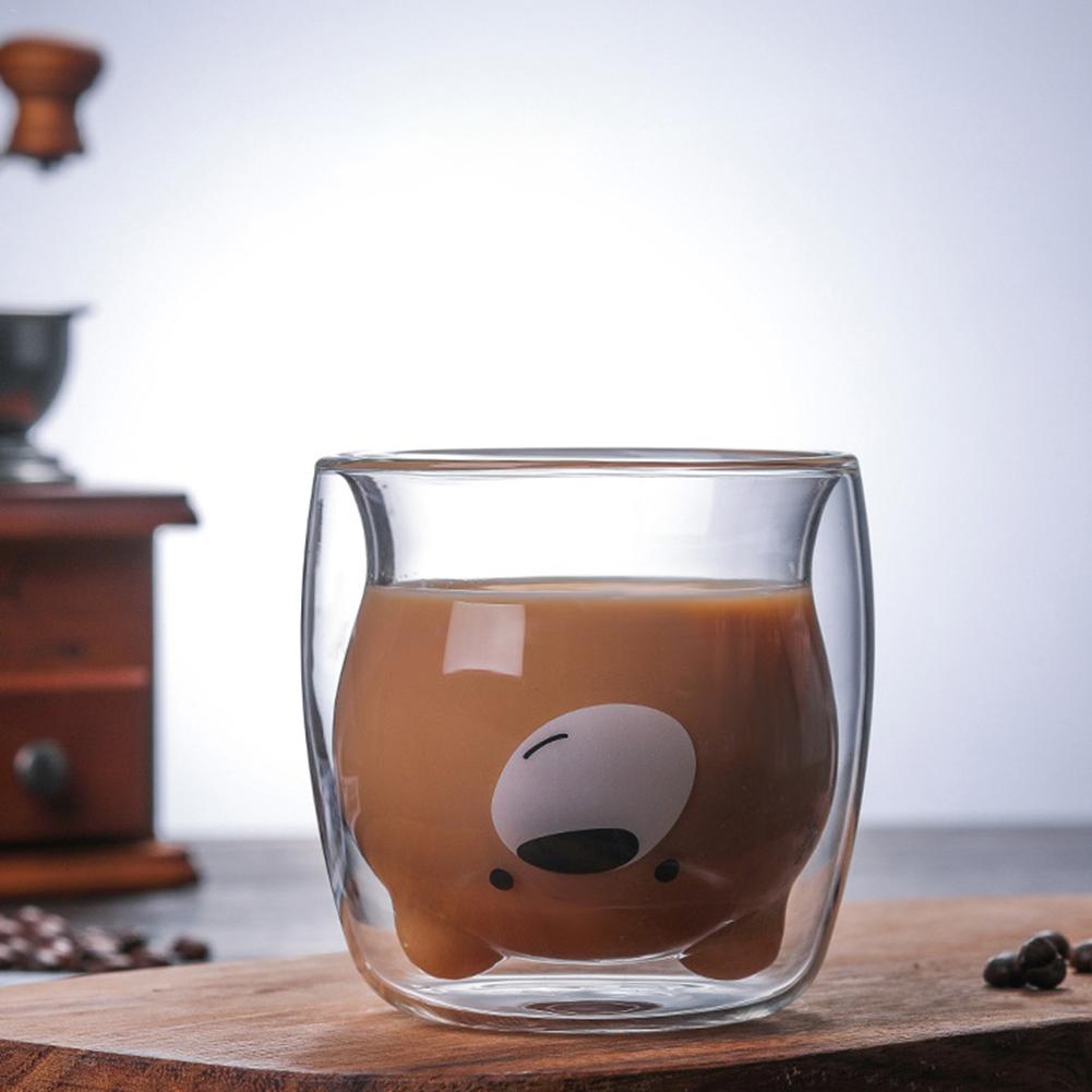 3D 2 niveaux belle Panda ours innovant bière verres résistant à la chaleur Double paroi tasse à café matin lait verre jus verre