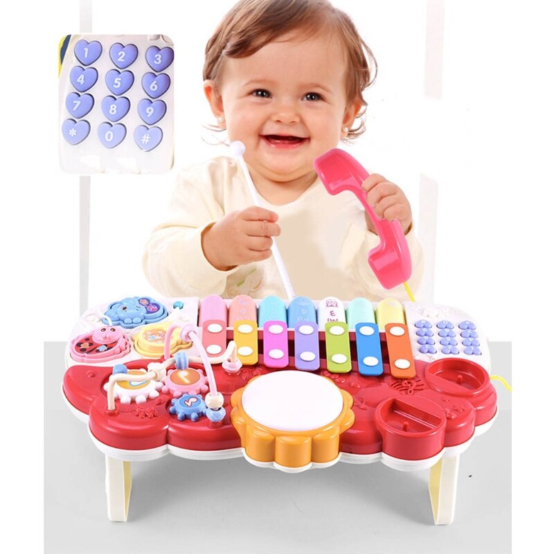 Draagbare Multifunctionele Muziek Speelgoed Voor Baby Telefoon Piano Instrument Speelgoed Fijne Motor Vaardigheid Training Speelgoed Met Muziek A2UB