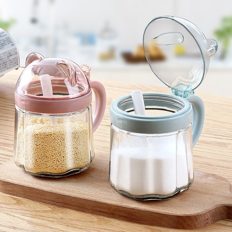 Lids Bulk Spice Jars Spoon Set Glass Shakers Salt Pepper Spice Storage Container Salero De Cocina Kitchen Organizer EA6TWG