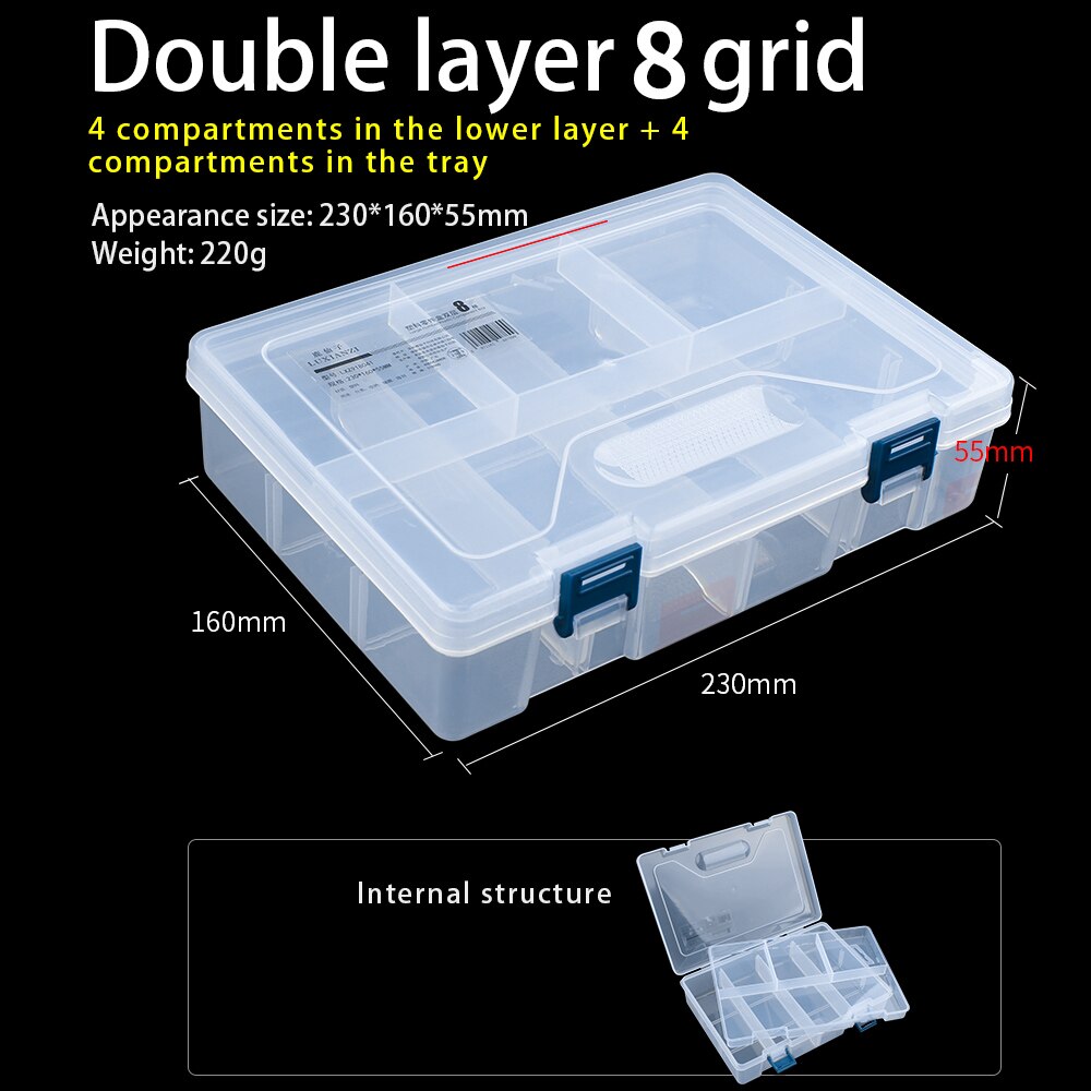 LUXIANZI Adjustable Plastic Storage Tool Box Portable Transparent Metal Parts Hardware Tools Screwdriver Organizer toolbox Case: LXZ918041