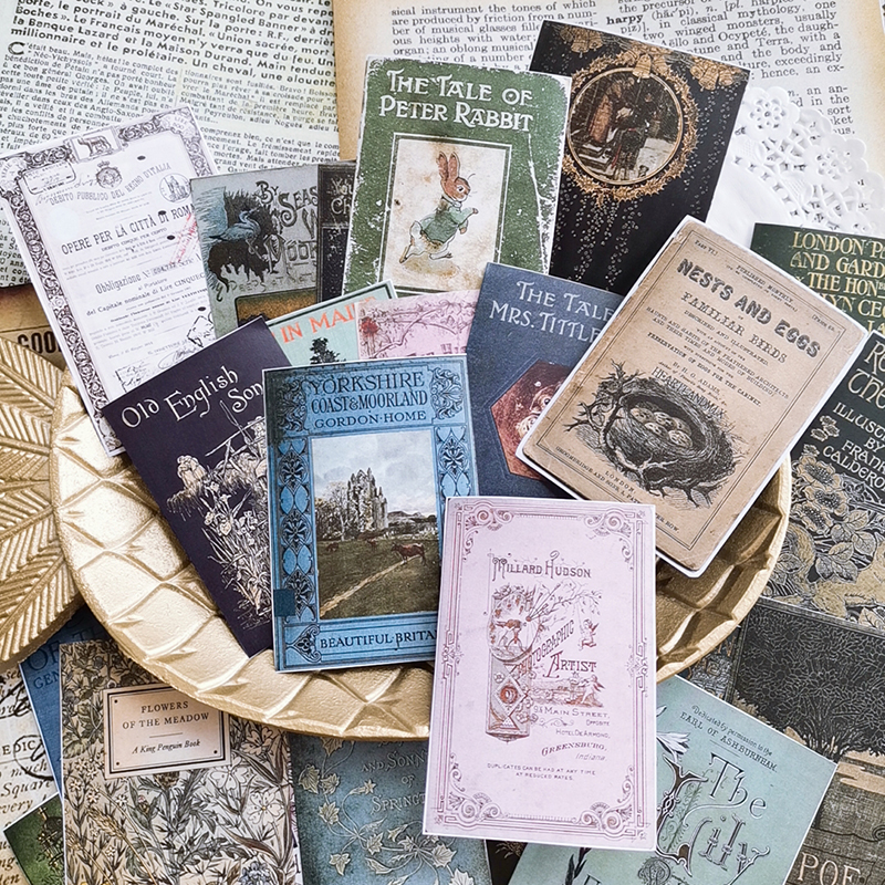 24 st självhäftande klippbok vintage gammal bokomslag utan baksida lim material klistermärke dagbok projekt lycklig plan dekoration bakgrund klistermärke
