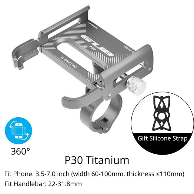 Gub Fiets Telefoon Houder Aluminium Ondersteuning Voor Bike Motorcycle 3.5-7.0 Inch Mobiele Telefoons Stand Mtb Stuur Mount: P30 Titanium