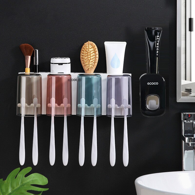 Porte-brosse à dents, support mural de toilette, gobelet de bain de bouche non perforé, ensemble de cylindres dentaires, style: 1