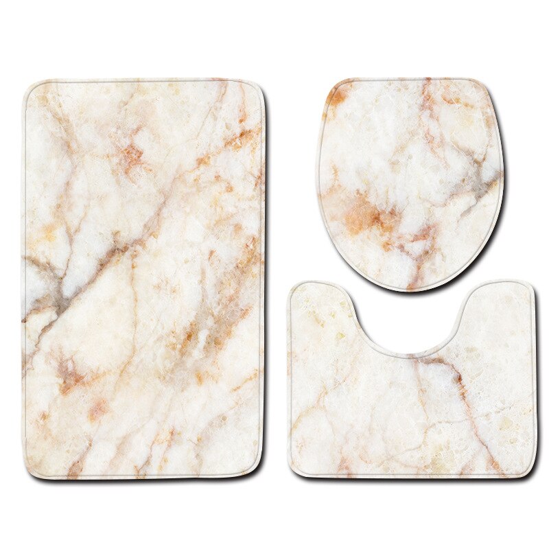 3Pcs Badkamer Tapijt Badmat Set Marmer Gedrukt Floor Mat Flanel Wc Tapijten Antislip Keuken Badkamer Tapijt wc Mat Tapete: Style 1 / S  45x75cm