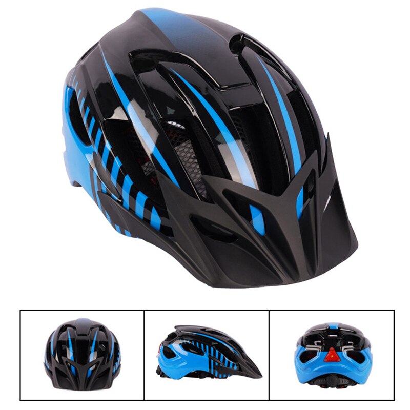Cycling Helmet With LED Back Light Bike Ultralight Helmet Intergrally-Molded Mountain Road Bicycle Helmet Safe Men Women: Blue