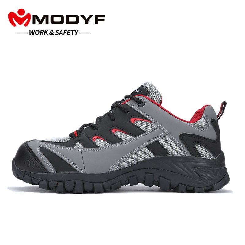 Botas de trabajo MODYF de Seguridad al aire libre para hombre, puntera de acero, calzado antigolpes, forro transpirable, zapatilla protectora de malla: 8