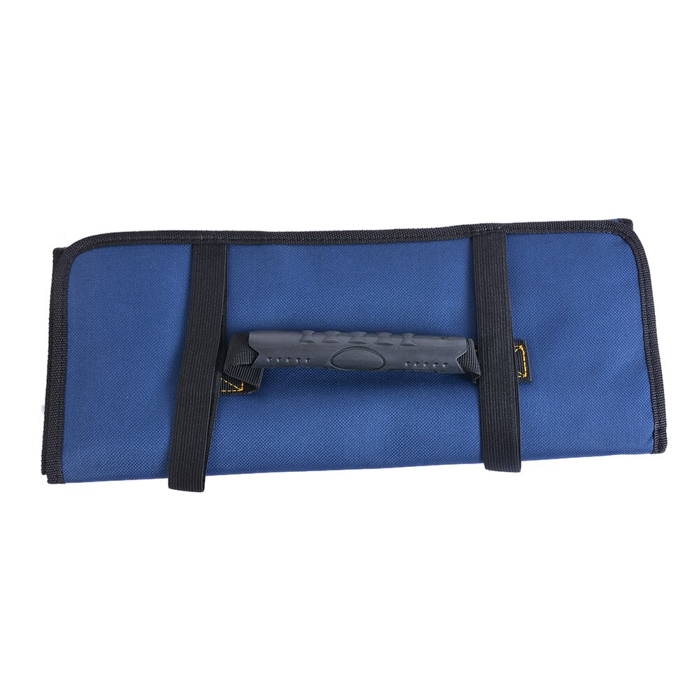 Oxford Canvas Folding Wrench Bag Tool Roll Storage Pocket Tools Waterproof Storage Hand Tool Bag: blue