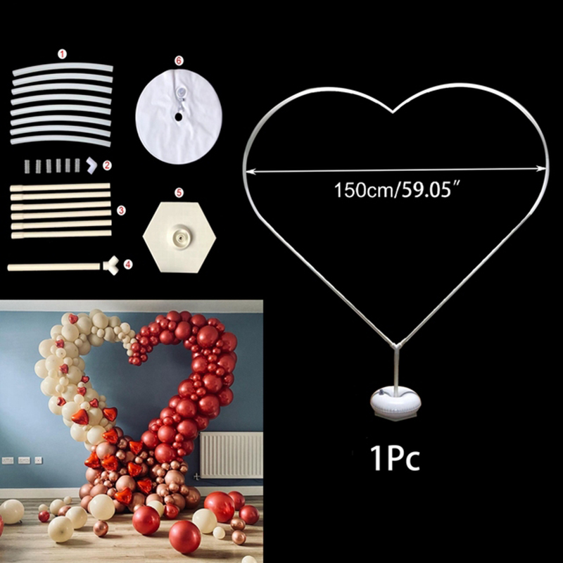Arche ronde pour ballons, Base de poteau, support de cadre de couronne en plastique, décoration de fête prénatale, anniversaire, mariage: 150cm love with base