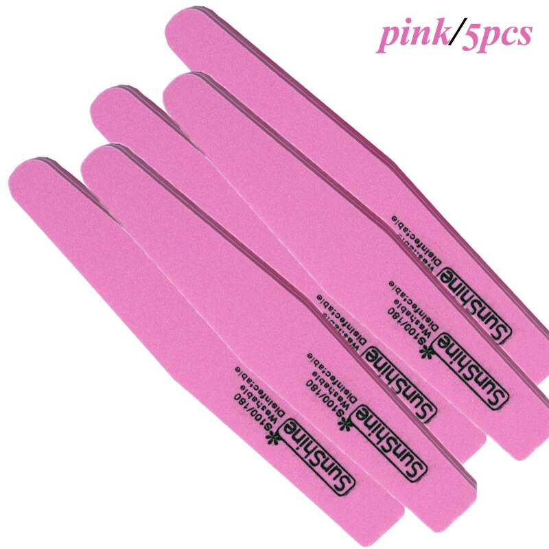 60 pcs Nail Files Nail Buffer Buffing 100/180 Nail Beauty Tools Diamond Spong Bloc Polissoir Ongles DIY Nail Tools: 5pcs-pink