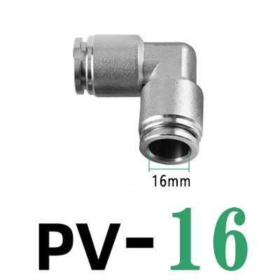 PV304 stainless steel metal pneumatic connector 4 6mm 8mm 10mm 12mm elbow 90 degree push-in quick connector release air fitting: PV-16