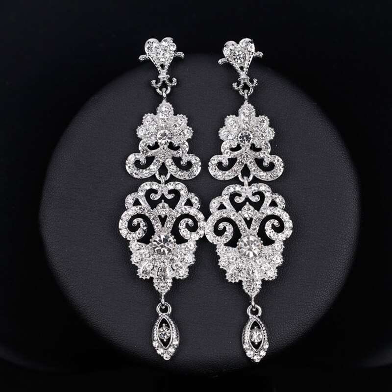 Crystal Zirkoon Wedding Oorbellen Voor Vrouwen Koreaanse Mode Strass Bridal Lange Dangle Oorbellen Sieraden BA050
