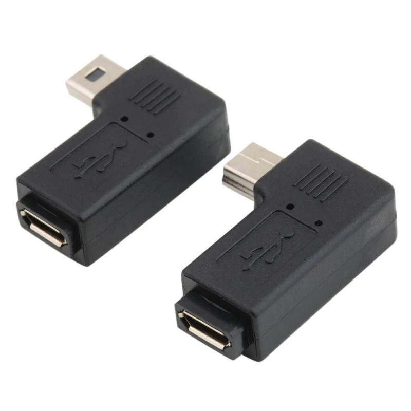 USB 2.0 Adapter Plug 90 Degree Left and Right Angle Mini USB Male to Micro USB Female Connector Adapter