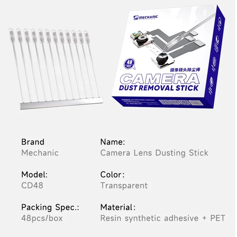 Mechanik CD48 środek robić czyszczenia obiektywu aparatu 48 sztuk/pudło usuwanie linii papilarnych robić aparatu telefonicznego narzędzia robić czyszczenia ekranu obiektywu