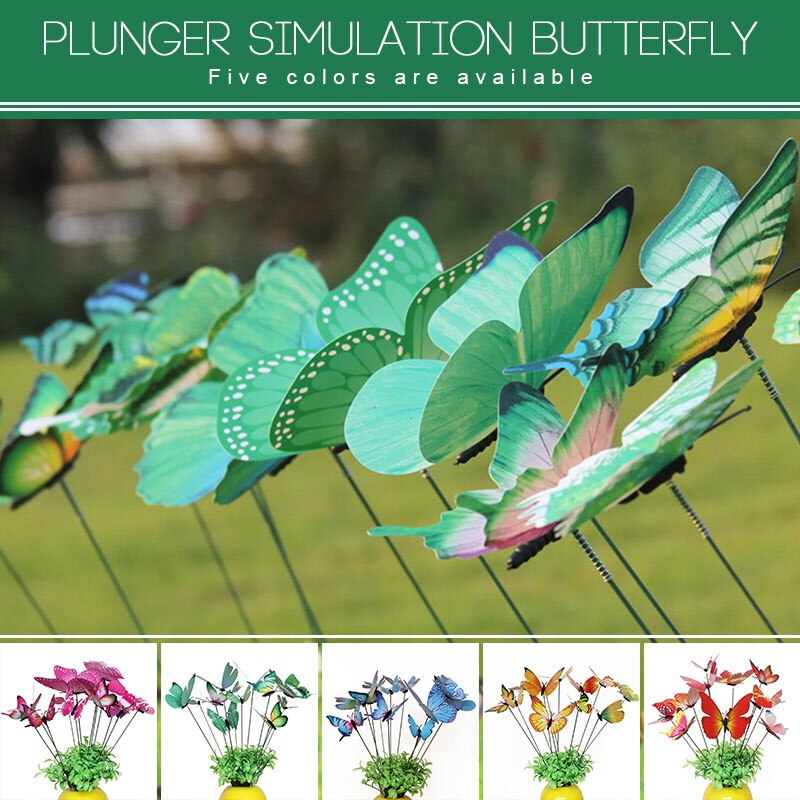 12 stuks Mooie Vlinder Tuin Decor 3D Gazon Decoratie voor Gazon Ambachtelijke Tuinieren Tuin Ornament Bloempot Insect