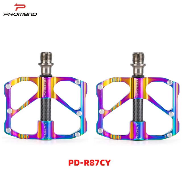 Promend Mtb/Racefiets Kleurrijk Koolstofvezel Pedaal Anti-Slip Ultralichte Mountainbike Big Foot Pedalen 3 Lagers Pedaal Vtt: Black