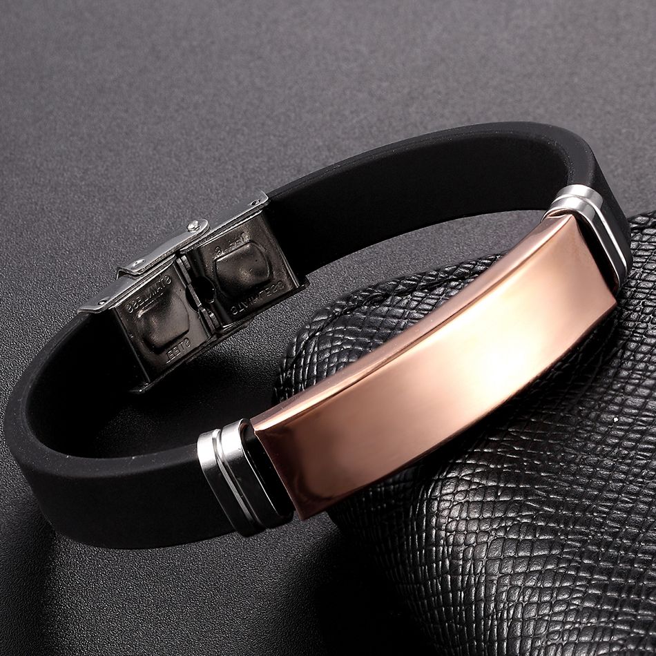 Initial Armband Unisex Sieraden Roestvrij Stalen Gesp Siliconen Armband Mannen Women'saccessories