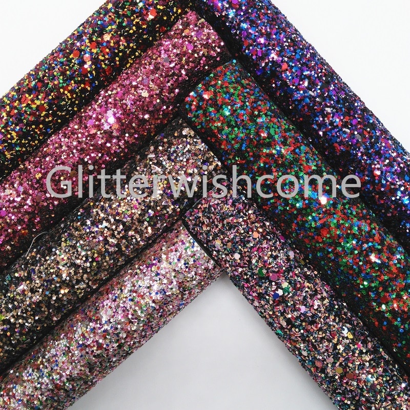 Glitterwishcome 21 x 29cm a4 størrelse vinyl til buer chunky glitter læder fabirc kunstlæder ark til buer , gm273a