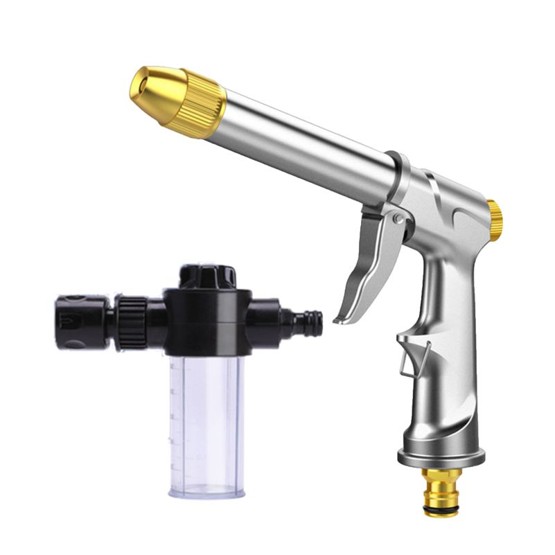 Portable High Pressure Water Gun Garden Watering Hose Nozzle High Pressure Washer Water Spray Gun Sprinkler Foam Water Gun: b0106 Silver gray