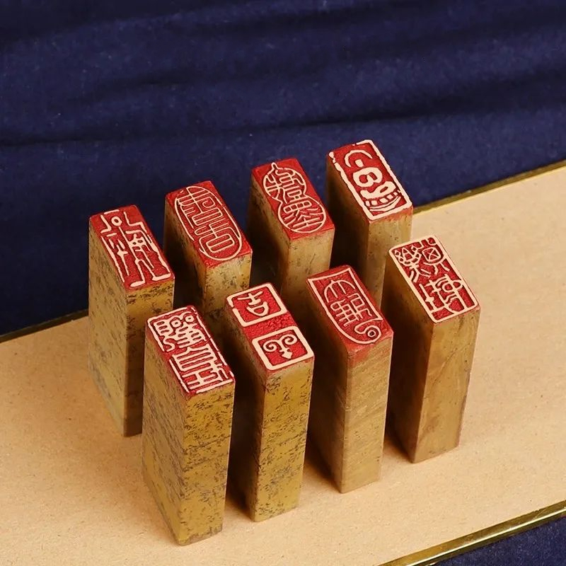 Afgewerkt Zegel Klein Formaat Draagbare Rechthoek Zegel Chinese Kalligrafie Schilderij Stempels Oude Stijl Natuursteen Afgewerkt Zegel