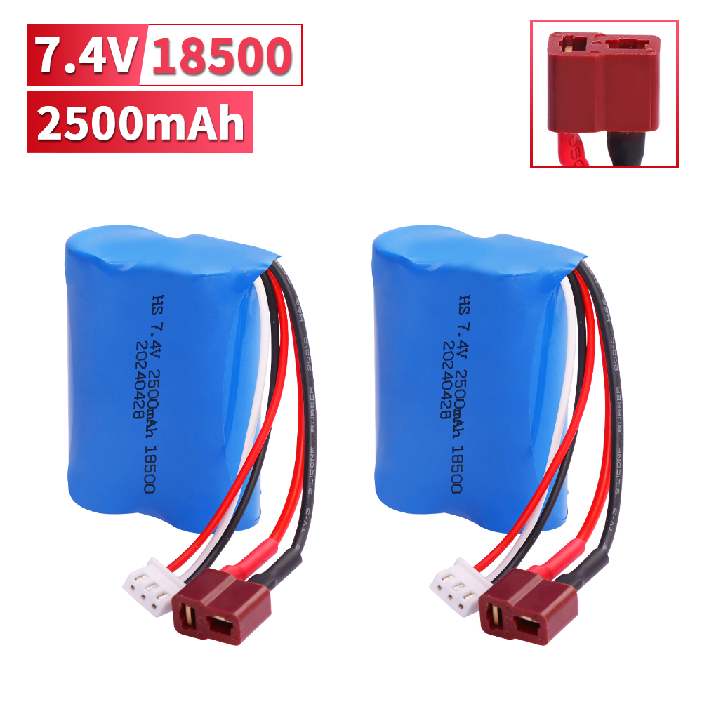 18500 2500 mAh 7.4 V batterij met Oplader Voor HBX 16889 16889A 16890 16890A SG1601 SG1602 1/16 RC vrachtwagen/auto onderdelen Batterij: Oranje