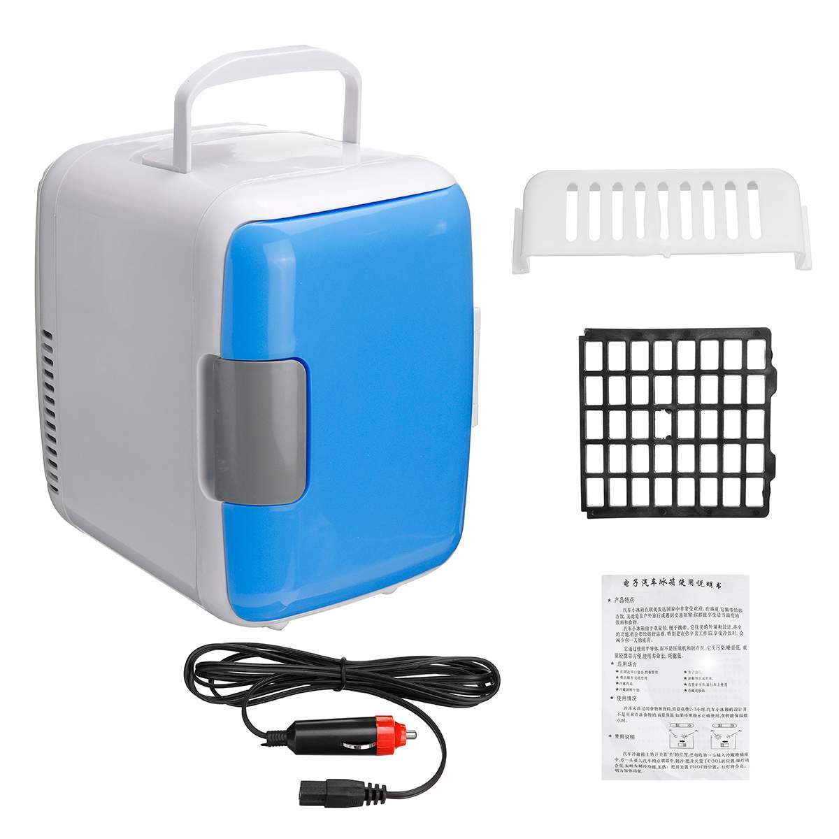 2 in 1 4L Portable Mini Car Refrigerators Dual-Use Portable Warmer Freezer Cooler Camping Fridge Vehicle Travel Fridge: Blue