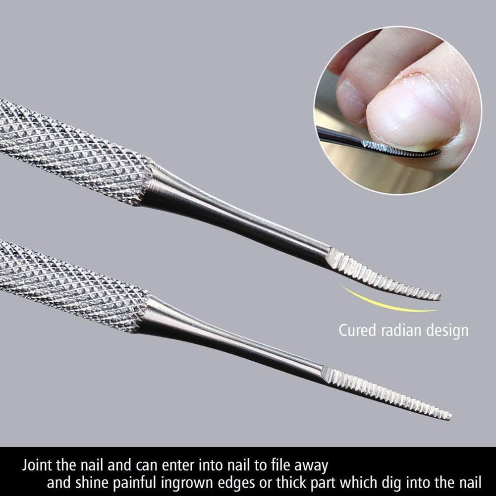 Lima de uñas para dedos de los pies, Lima de pedicura de doble punta, borde satinado, elevador de uñas encarnadas, onicomicosis, paroniquia, 1 ud.