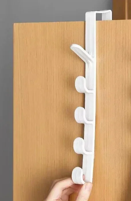 Perchero portátil multifuncional para armario, colgador de toallas detrás de la puerta, 5 ganchos, cocina y baño: Bronce