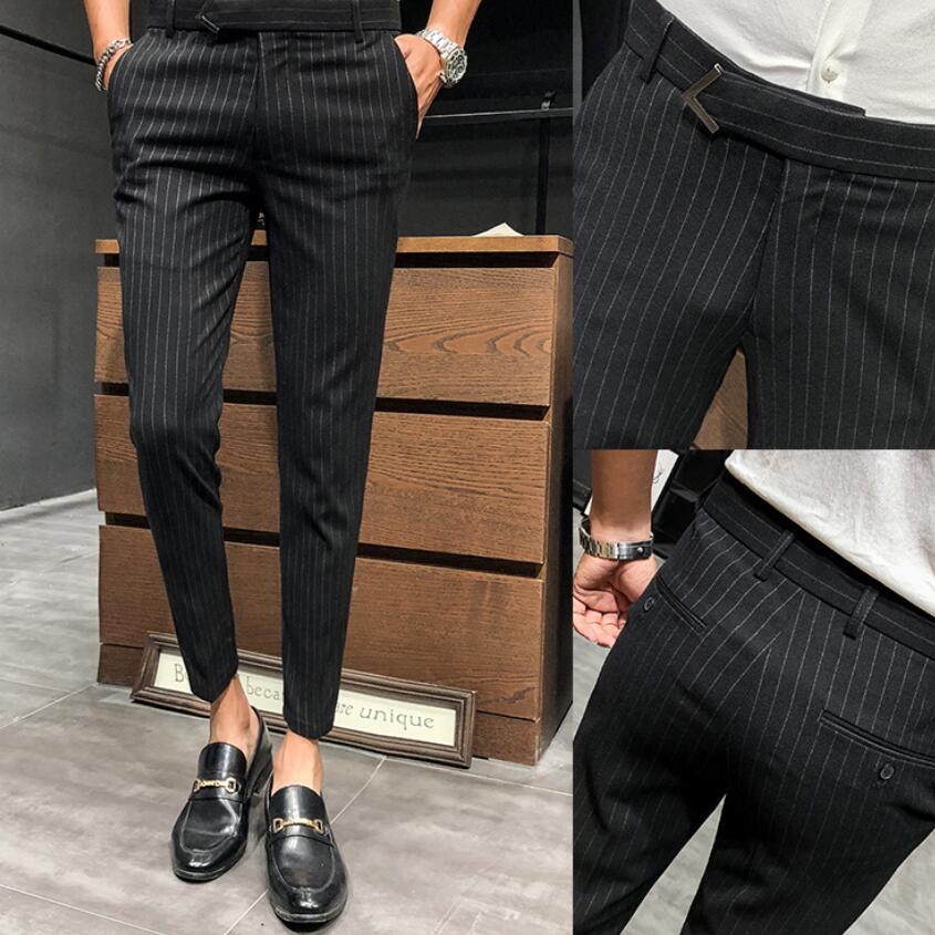 2019Neu stil Männlichen herbst streifen Geschäft-Schlauch/männer reiner baumwolle Freizeit anzug hosen kleidung größe 28-36