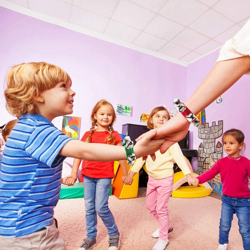 24 stuks band pols belletjes armbandjes jingle muzikale enkel belletjes ritme instrument percussie feest (rood, groen)