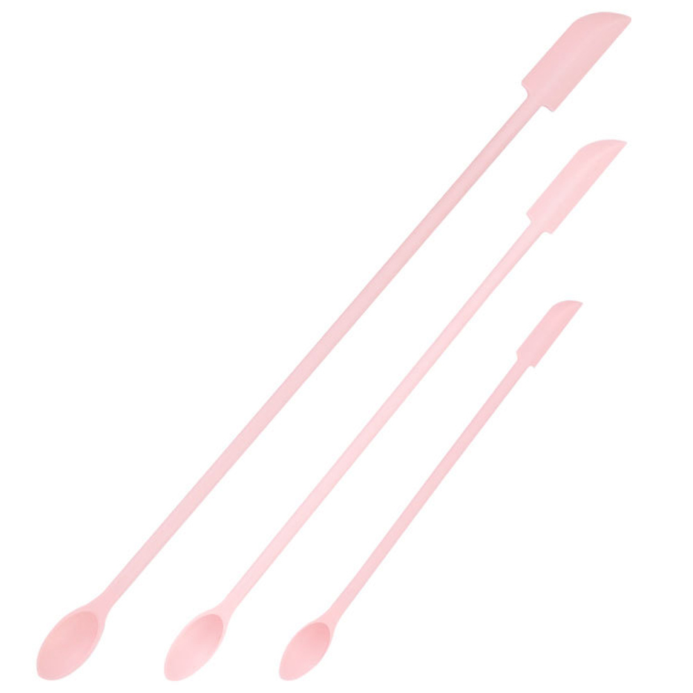 Ensemble de spatules en Silicone, grattoir à Double tête, crème de confiture cosmétique, bouteille profonde, Mini spatule allongée à petite pointe, outil de maquillage Spa 3 pièces: Bleu