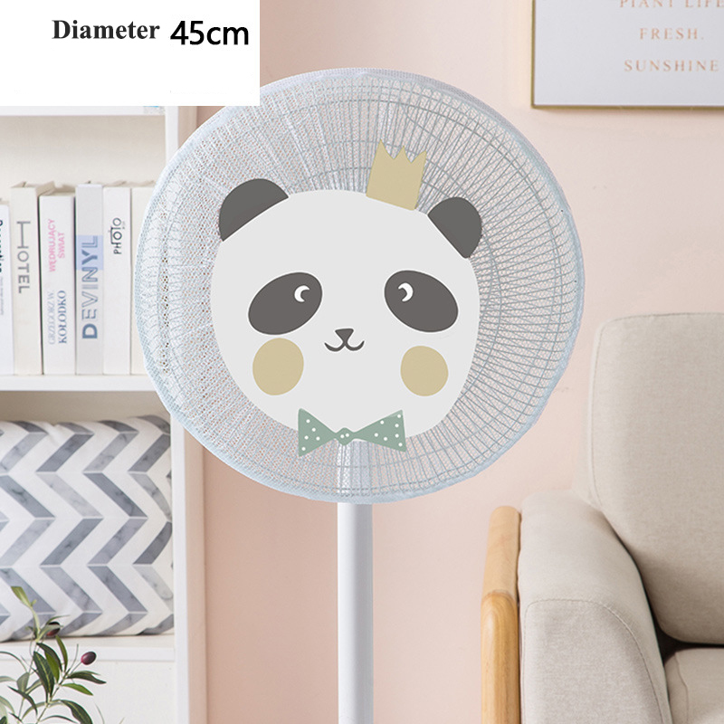 Cute Printed Electric Fan Cover for Baby Kid Finger Protector Safety Mesh Net Cover Children Hand-protected Fan Guard Dust Cover: Panda-45cm