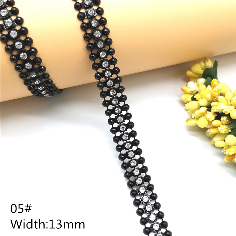 1 yard Rhinestone Ketting Zwarte Kristal Ketting Sew Op Versieringen Trouwjurk Kostuum Applique: 05