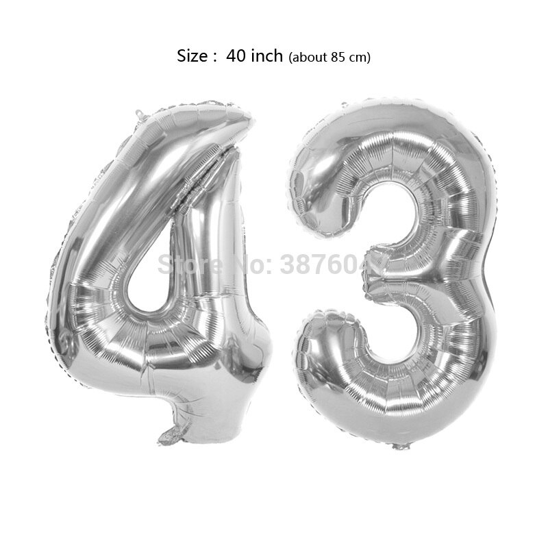 40inch 40 41 42 43 44 45 balloon rose gold silver anniversary party decoration 40th 41st 42nd 43rd 44th 45th birthday balloons: Silver-43