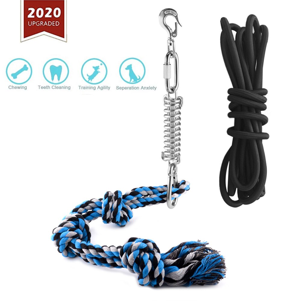 Durable Pet Dog Toys Stainless Steel Spring Pole Puppy Rope Toys Backyard Outdoor Hanging Exercise Rope Pull Tug Of War Toy: 2