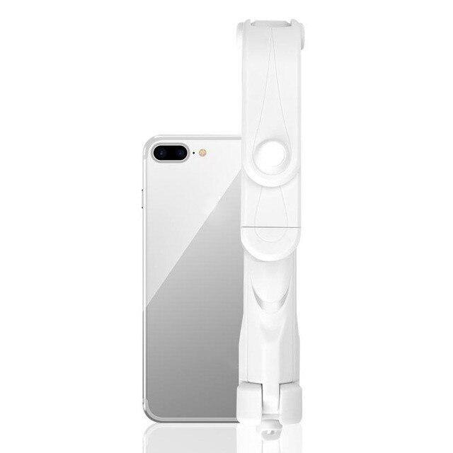 Trådlös bluetooth selfie-pinne med fjärrlucka utdragbar handhållen monopod vikbar mini stativ stativ för iphone samsung: Vit