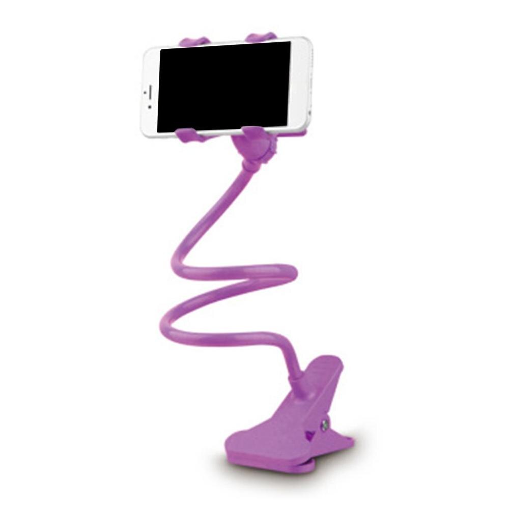 Universel doven mobiltelefonholder fleksibel armklips desktop mobiltelefonbeslag bordtelefonklipsholder: Lilla