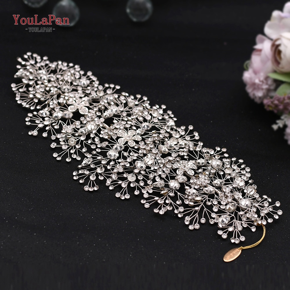 YouLaPan Rhinestone ślubny nakrycie głowy panny młodej kobieta luksusowe akcesoria do włosów opaska na ślubne nakrycia głowy ślubna tiara HP409: Antyczny, platerowany brązem