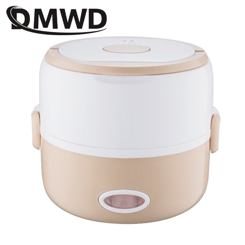 DMWD Mini Electric Rice Cooker Stainless Steel 2/3 Layers Steamer Portable Meal Thermal Heating Lunch Box Food Container Warmer