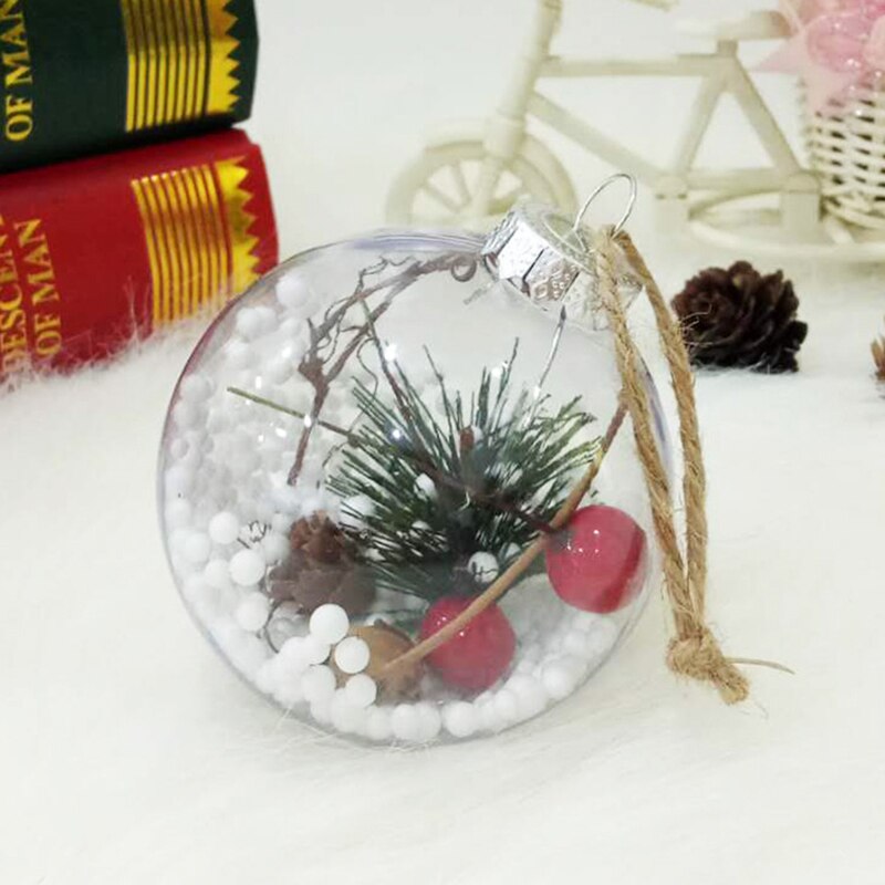 4Pcs Christmas Tree Decorations Ball Transparent Open Plastic Clear Ornament Tree Decorations Xmas Supplies Candy Ball: A section