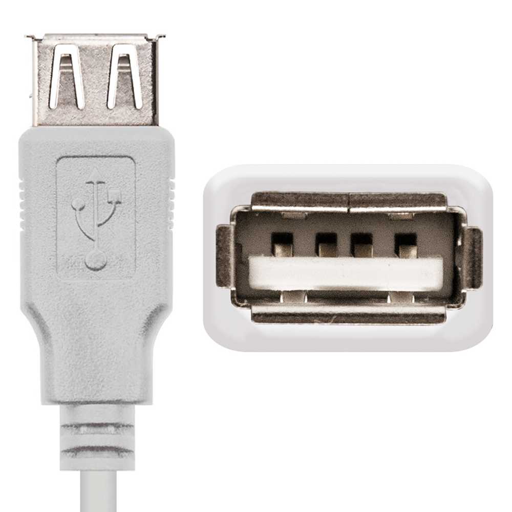 Nanokable 10.01.0202 1m USB 2.0 typ rozszerzenie męskie i żeńskie kabel beżowy przedłużacz ołowiu do drukarki PC Laptop